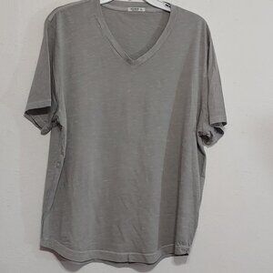 Buck Mason Men’s Slub V Neck Curved Hem Cotton T-Shirt Grey Size XL